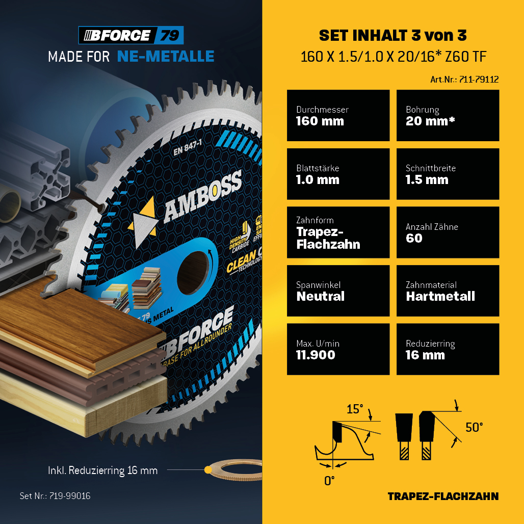 Ø160 Akku Hand- Kreissägeblatt Set passend für Bosch PKS18 Li, Bosch 18V-53, Mafell MS 55 KSP 55 F KSS 400 PSS 3100 SE MT 55 cc