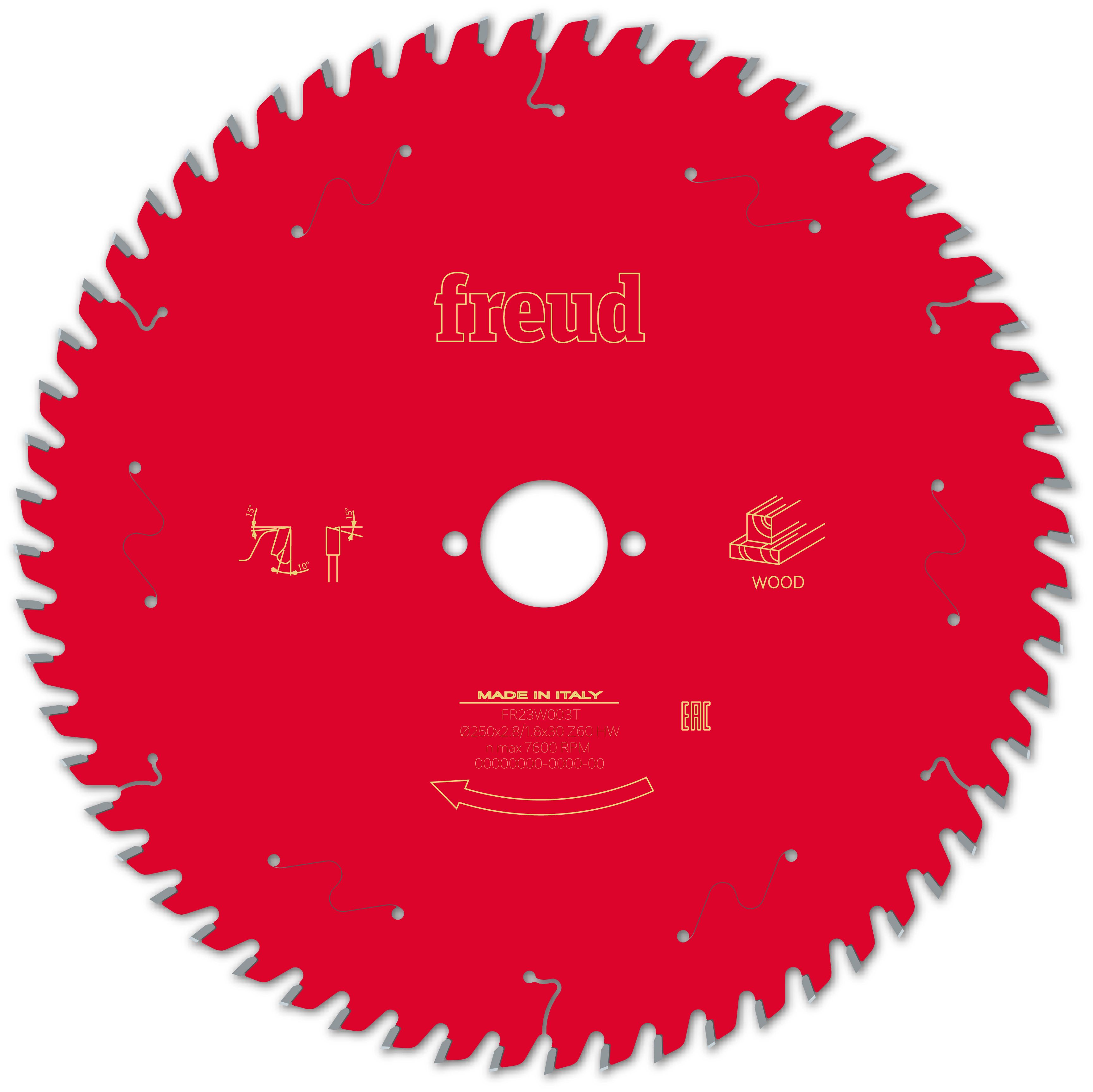 Freud HM-Kreissägeblatt · Ø 250 x 30 mm · Z60 · Wechselzahn