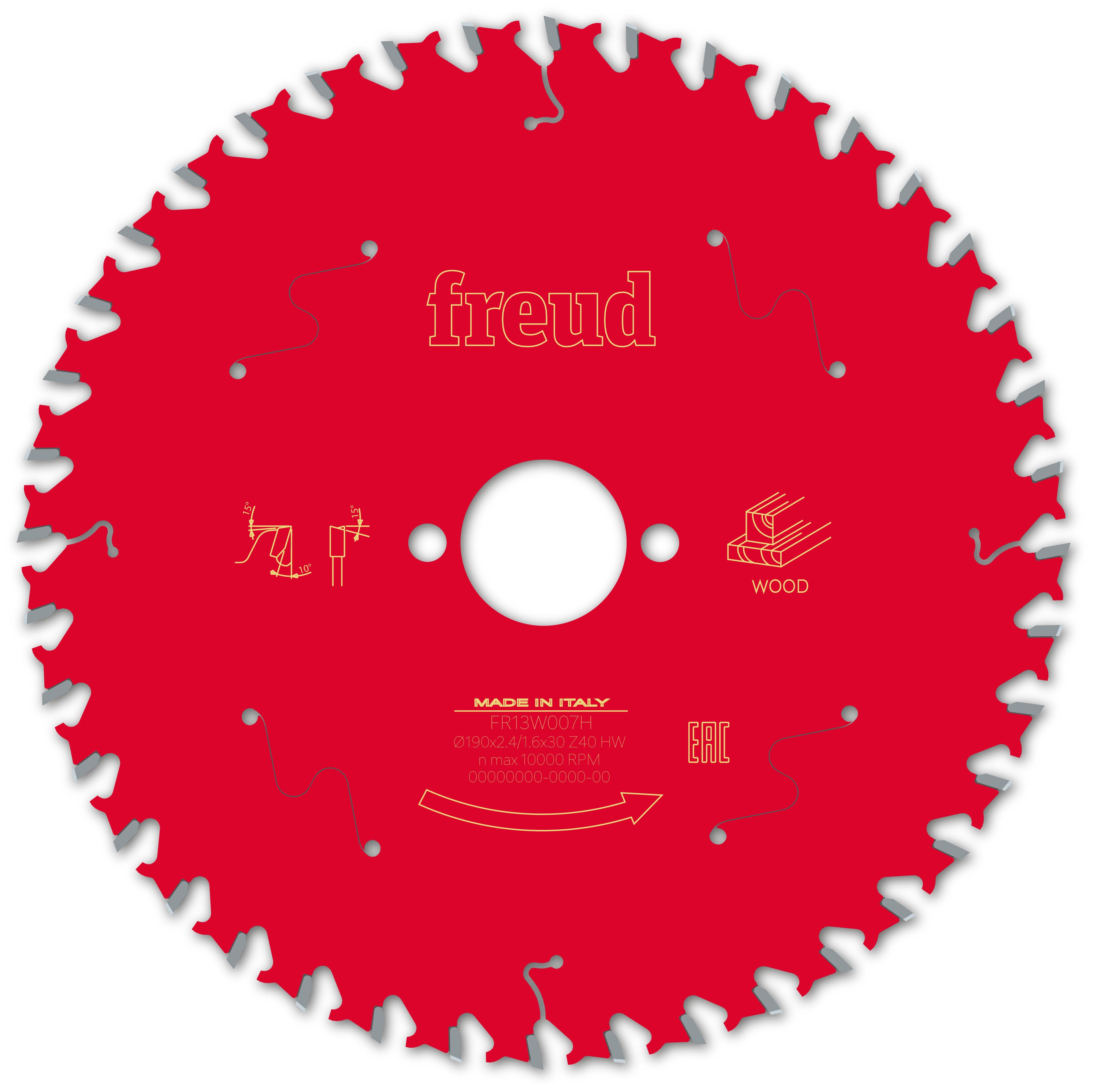 Freud HM-Kreissägeblatt · Ø 190 x 30 mm · Z40 · Wechselzahn