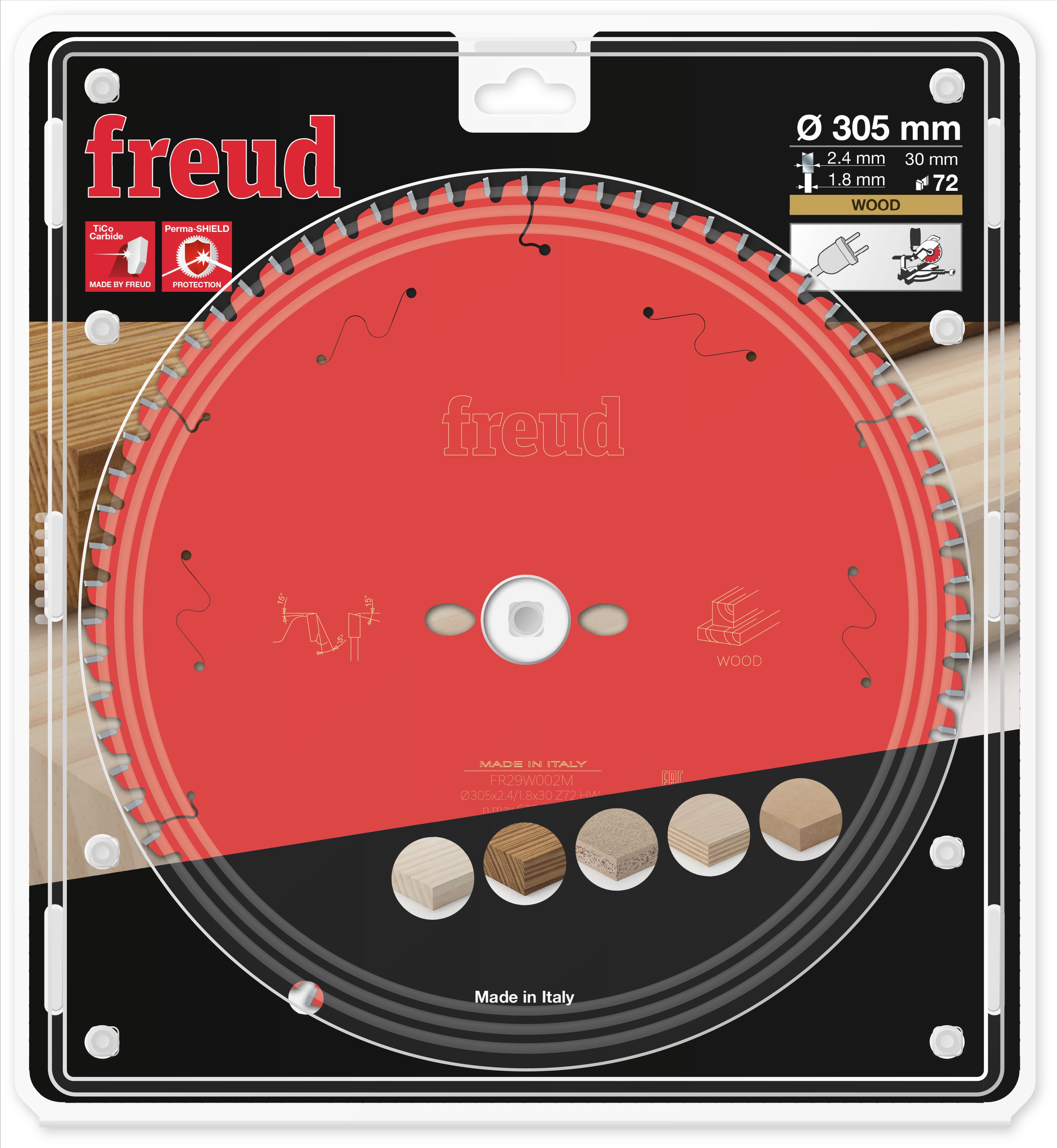Freud HM-Kreissägeblatt · Ø 305 x 30 mm · Z72 · Wechselzahn