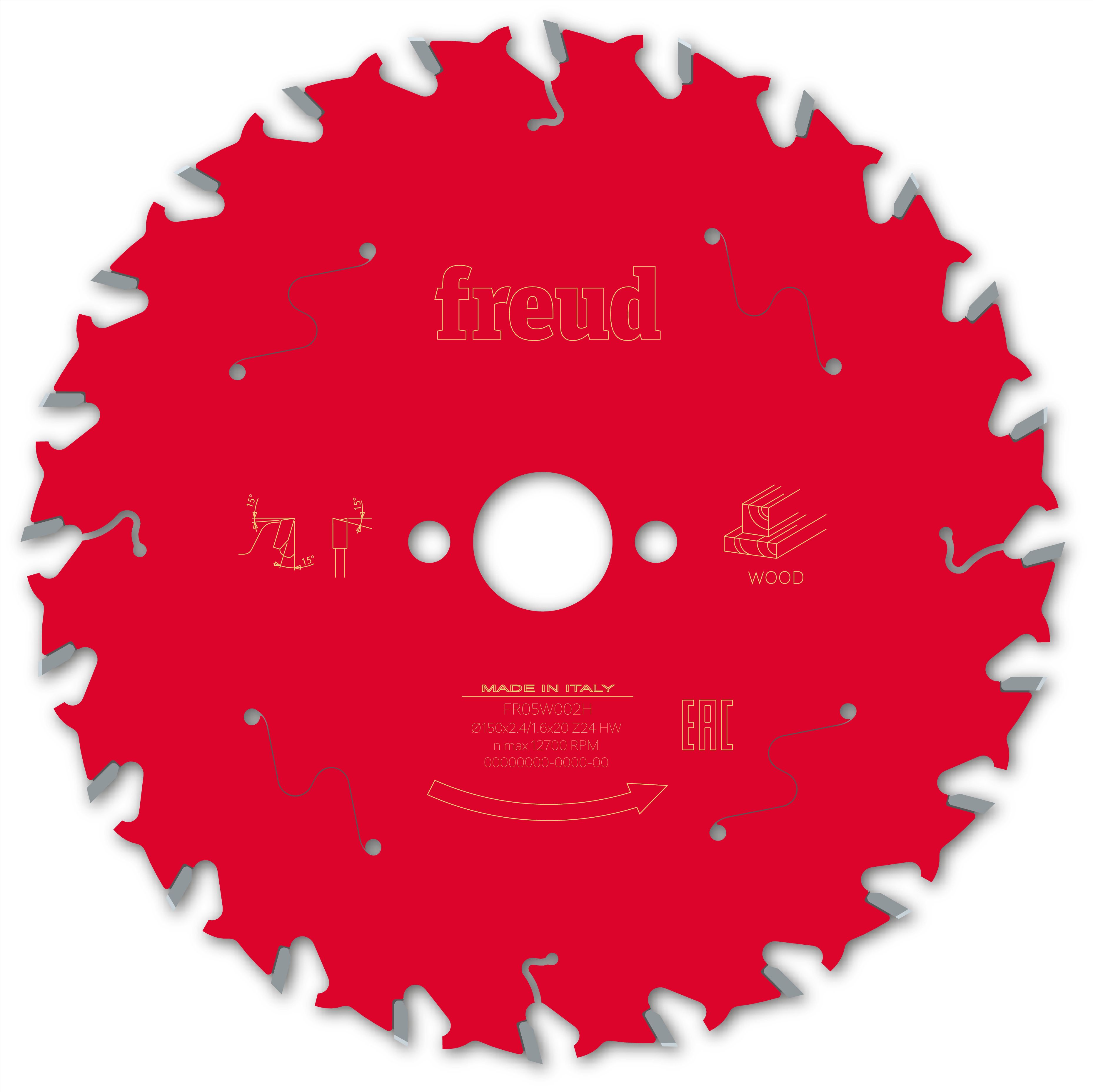 Freud HM-Kreissägeblatt · Ø 150 x 20 mm · Z24 · Wechselzahn