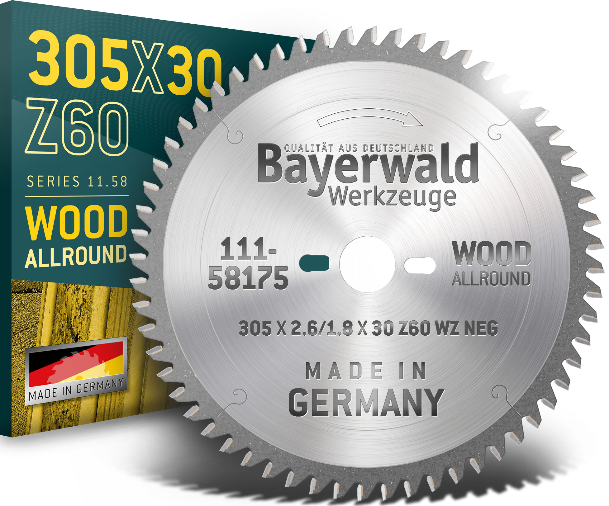 HM Kreissägeblatt - 305 x 2.6/1.8 x 30 Z60 WZ neg.