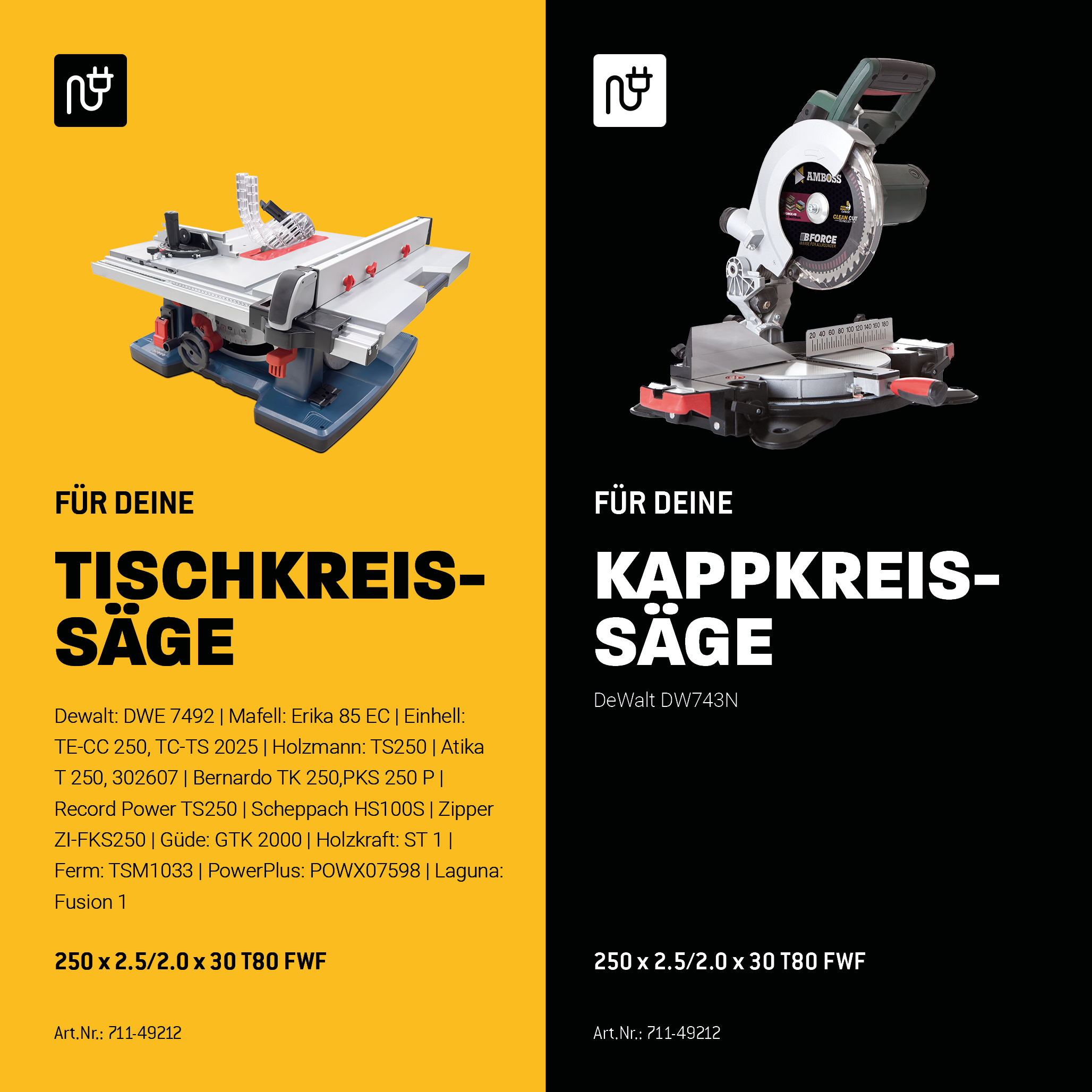 HM Kreissägeblatt - 250 x 2.5/2.0 x 30 Z80 FWF