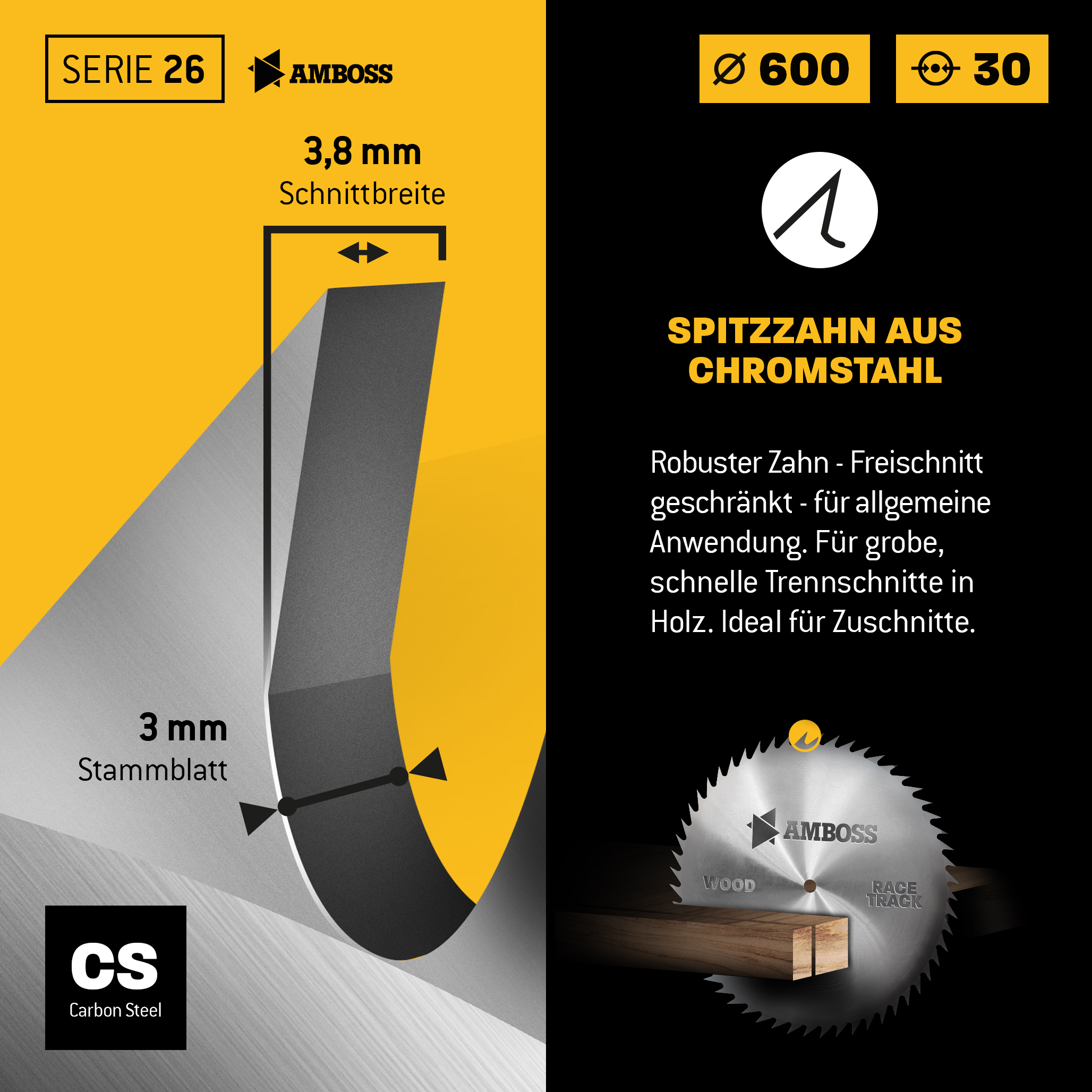 CS Kreissägeblatt - 600 x 2.8 x 30 Z56 NV-A