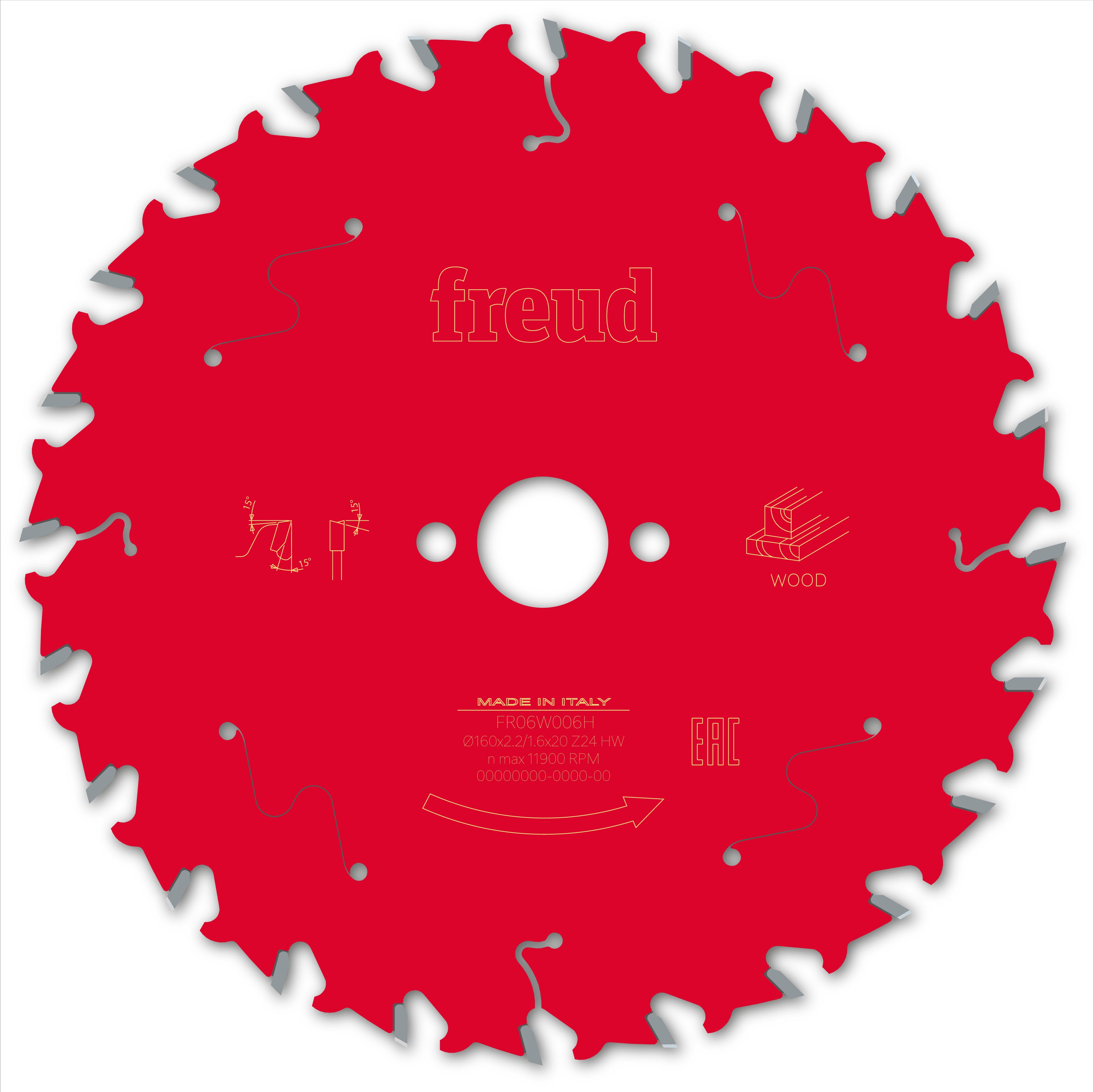 Freud HM-Kreissägeblatt · Ø 160 x 20 mm · Z24 · Wechselzahn