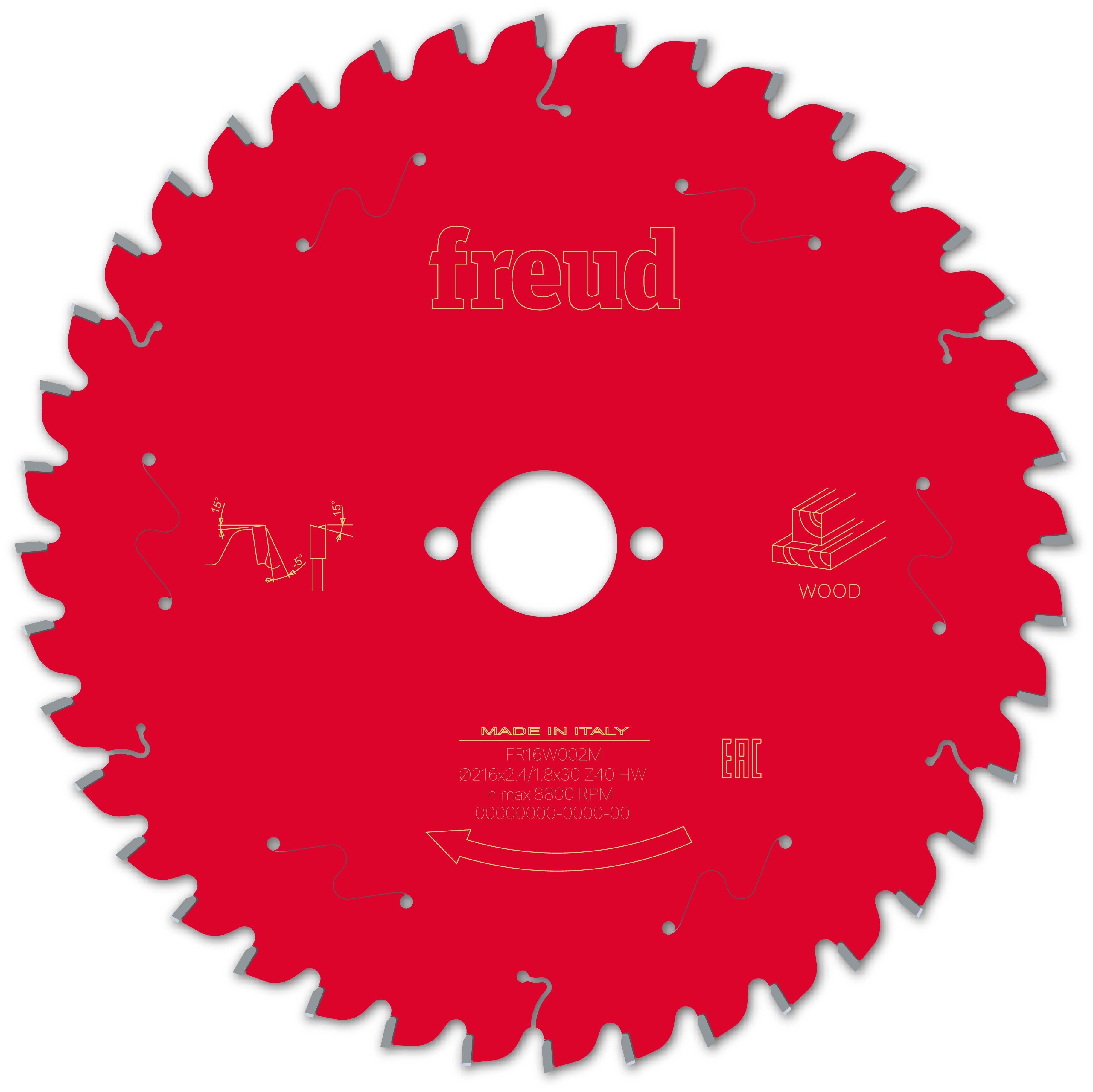 Freud HM-Kreissägeblatt · Ø 216 x 30 mm · Z40 · Wechselzahn