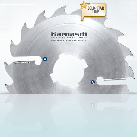 Hartmetall-bestücktes Kreissägeblatt, Vielblatt mit Räumerschneiden 250x3,6/2,5x80mm 16 FZ+R - 2xA