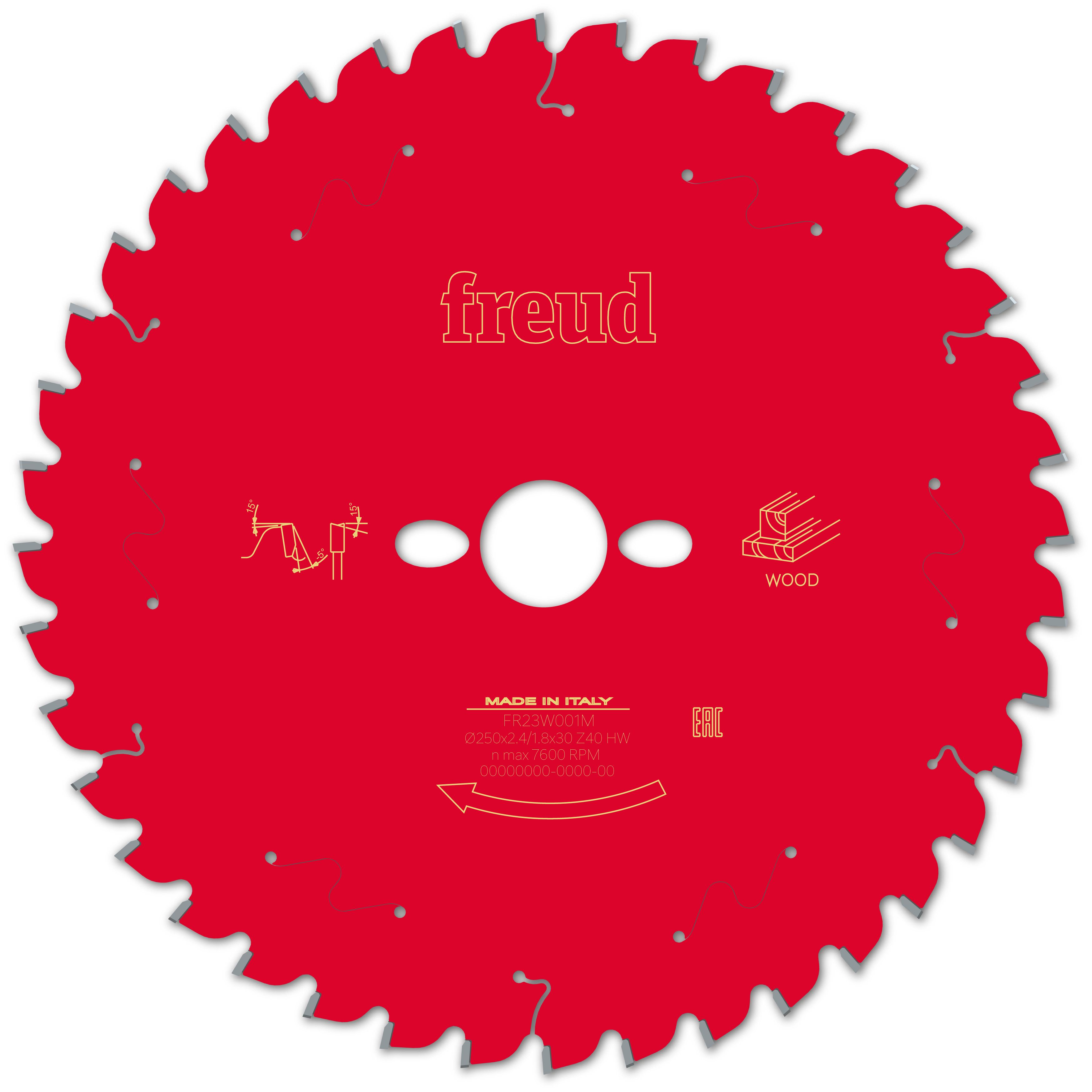 Freud HM-Kreissägeblatt · Ø 250 x 30 mm · Z40 · Wechselzahn