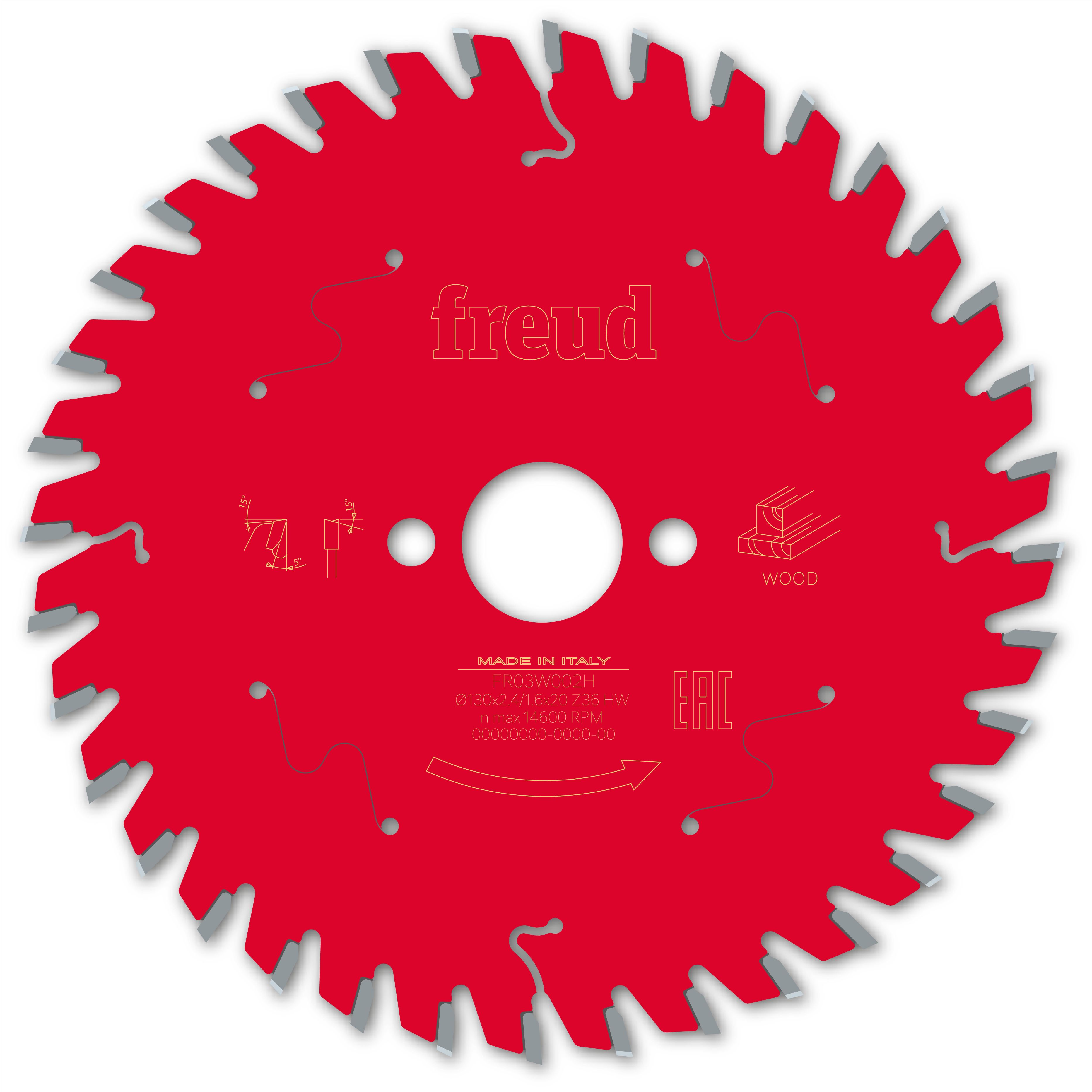 Freud HM-Kreissägeblatt · Ø 130 x 20 mm · Z36 · Wechselzahn
