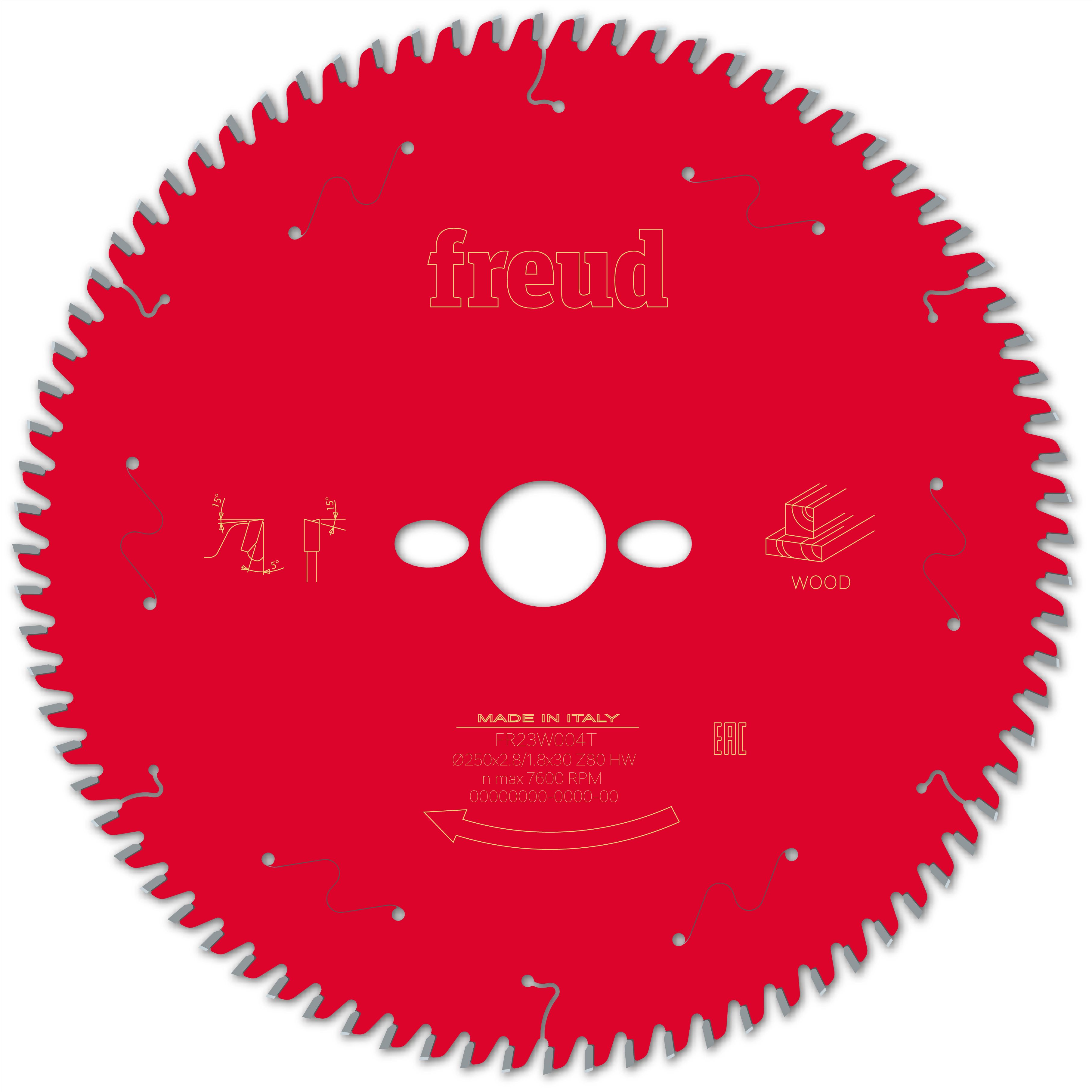 Freud HM-Kreissägeblatt · Ø 250 x 30 mm · Z80 · Wechselzahn