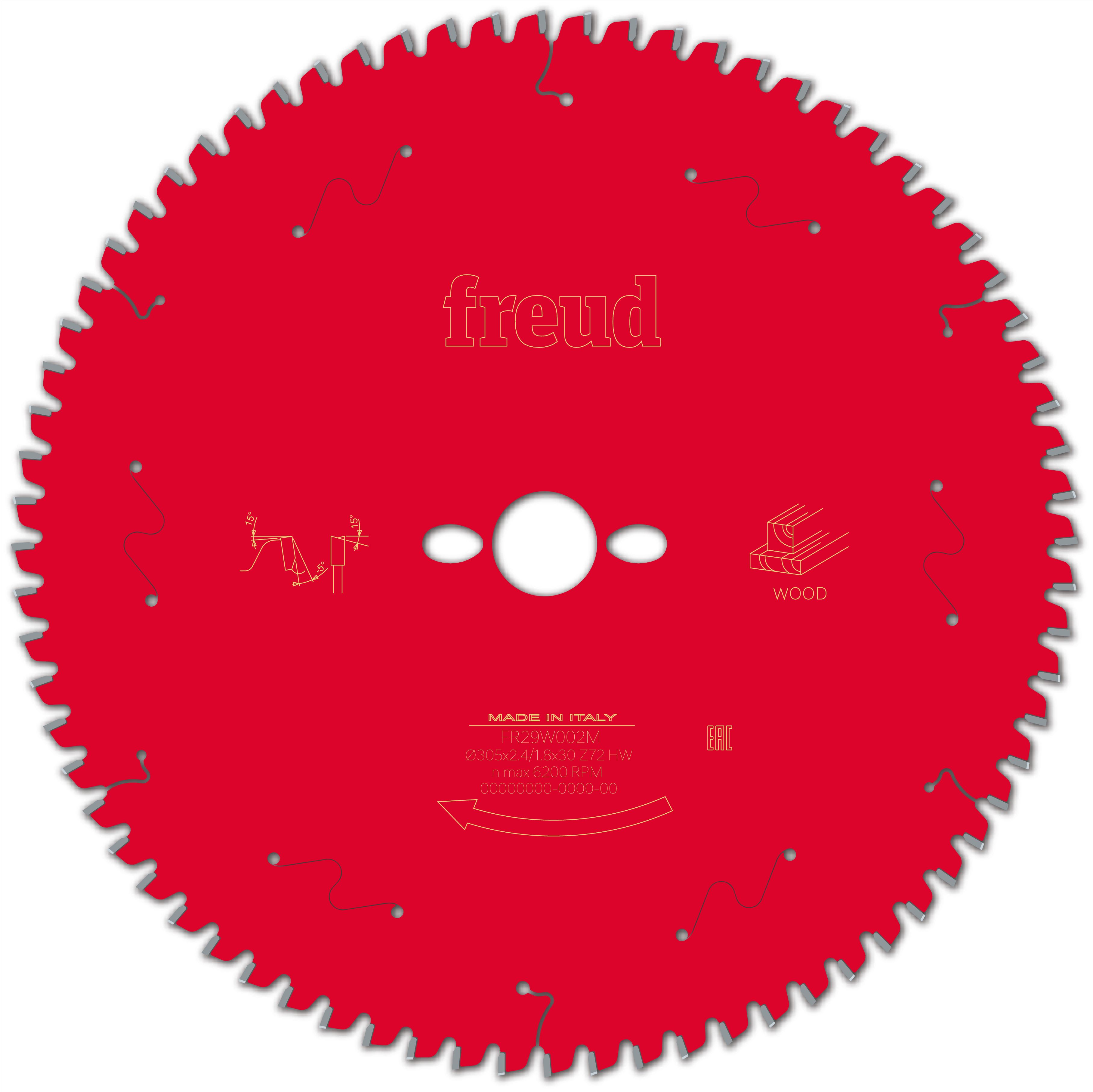 Freud HM-Kreissägeblatt · Ø 305 x 30 mm · Z72 · Wechselzahn