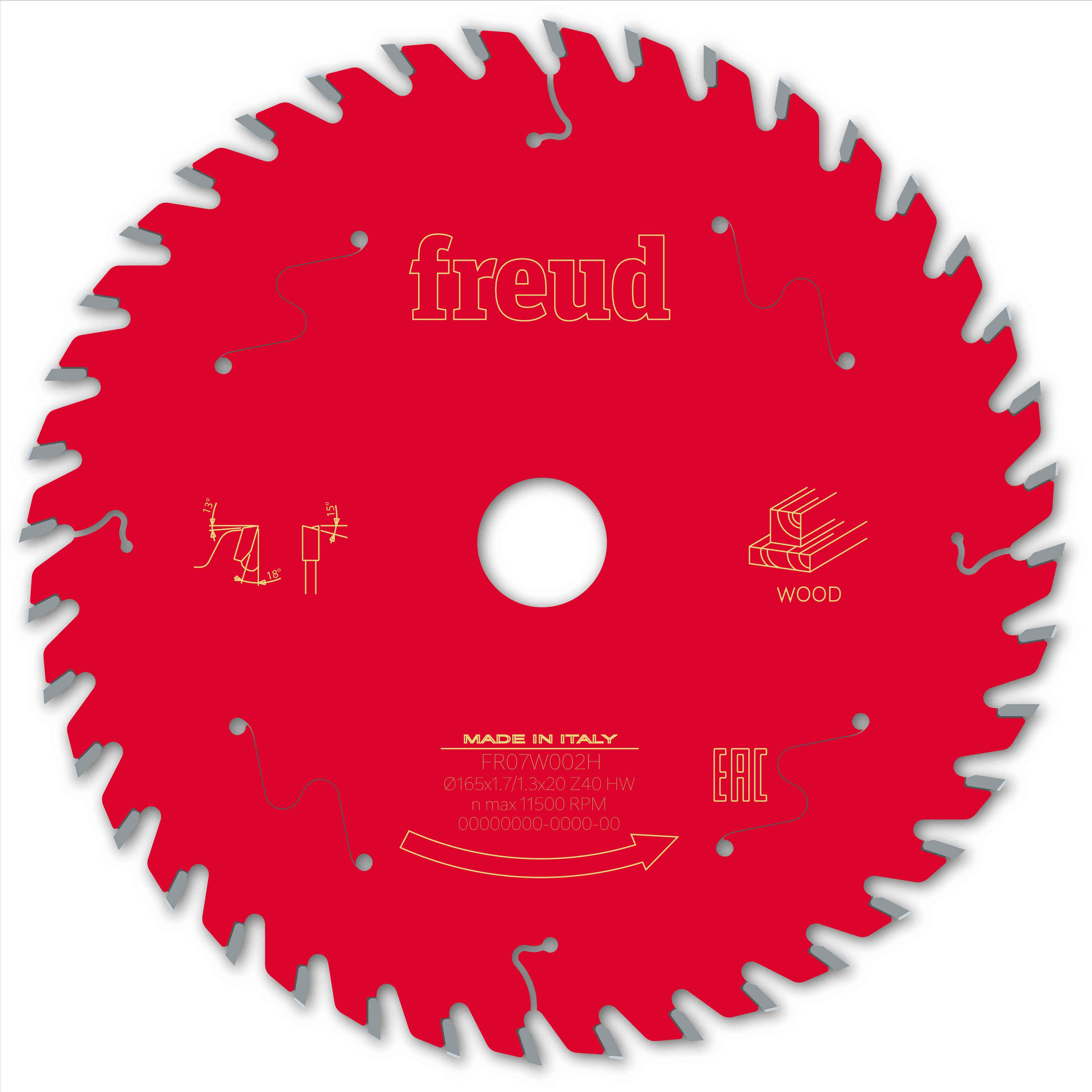Freud HM-Kreissägeblatt · Ø 165 x 20 mm · Z40 · Wechselzahn