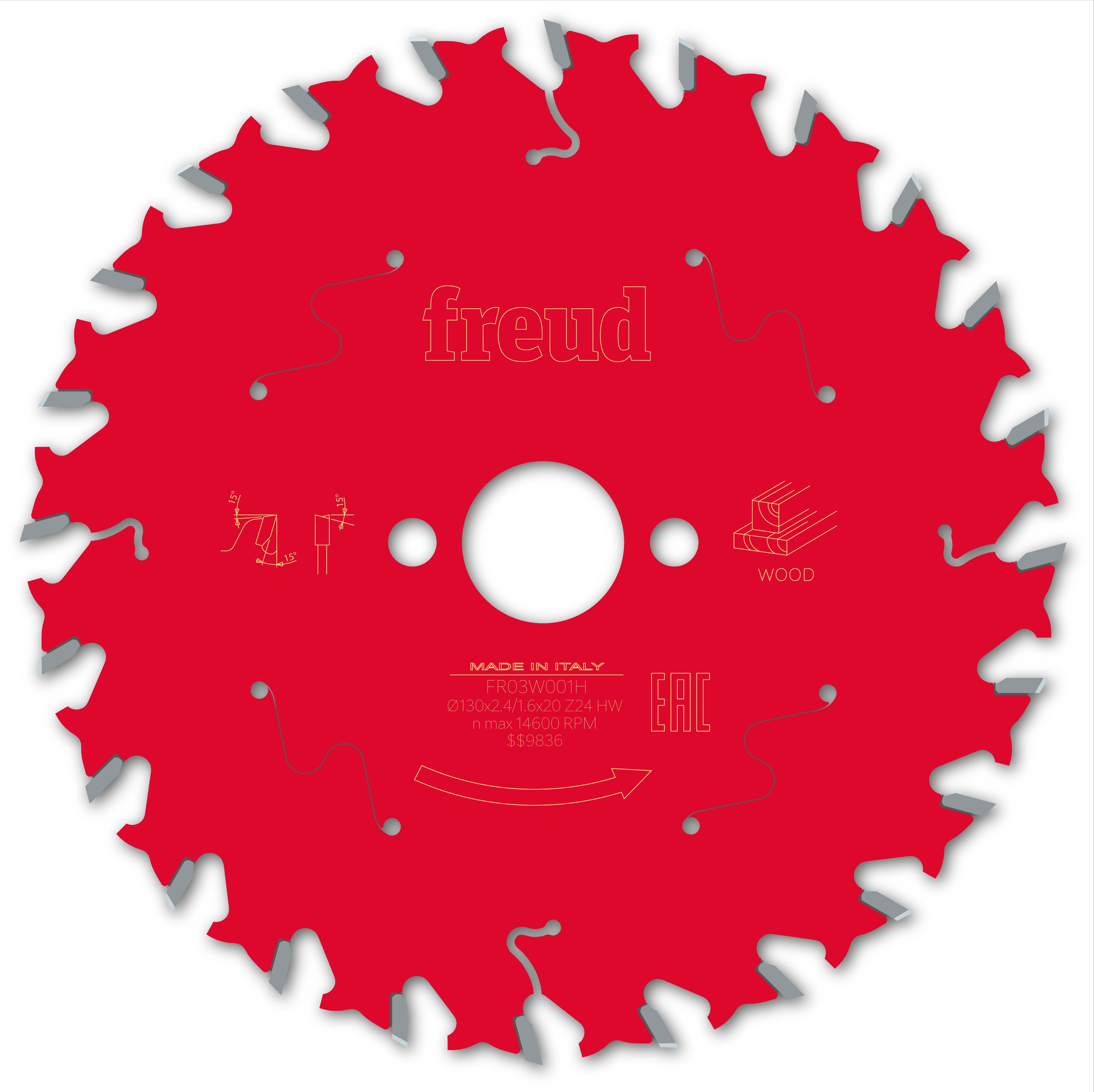 Freud HM-Kreissägeblatt · Ø 130 x 20 mm · Z24 · Wechselzahn