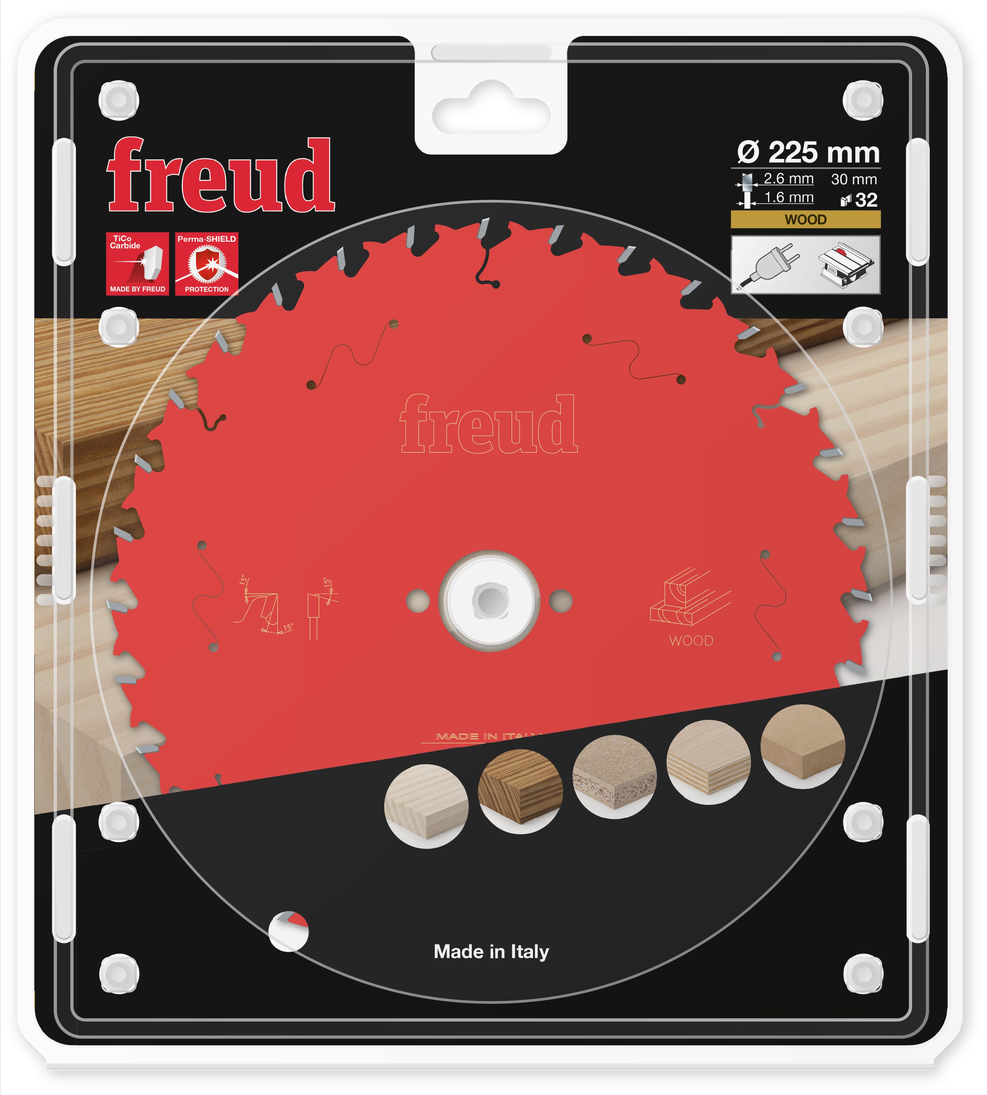 Freud HM-Kreissägeblatt · Ø 225 x 30 mm · Z32 · Wechselzahn