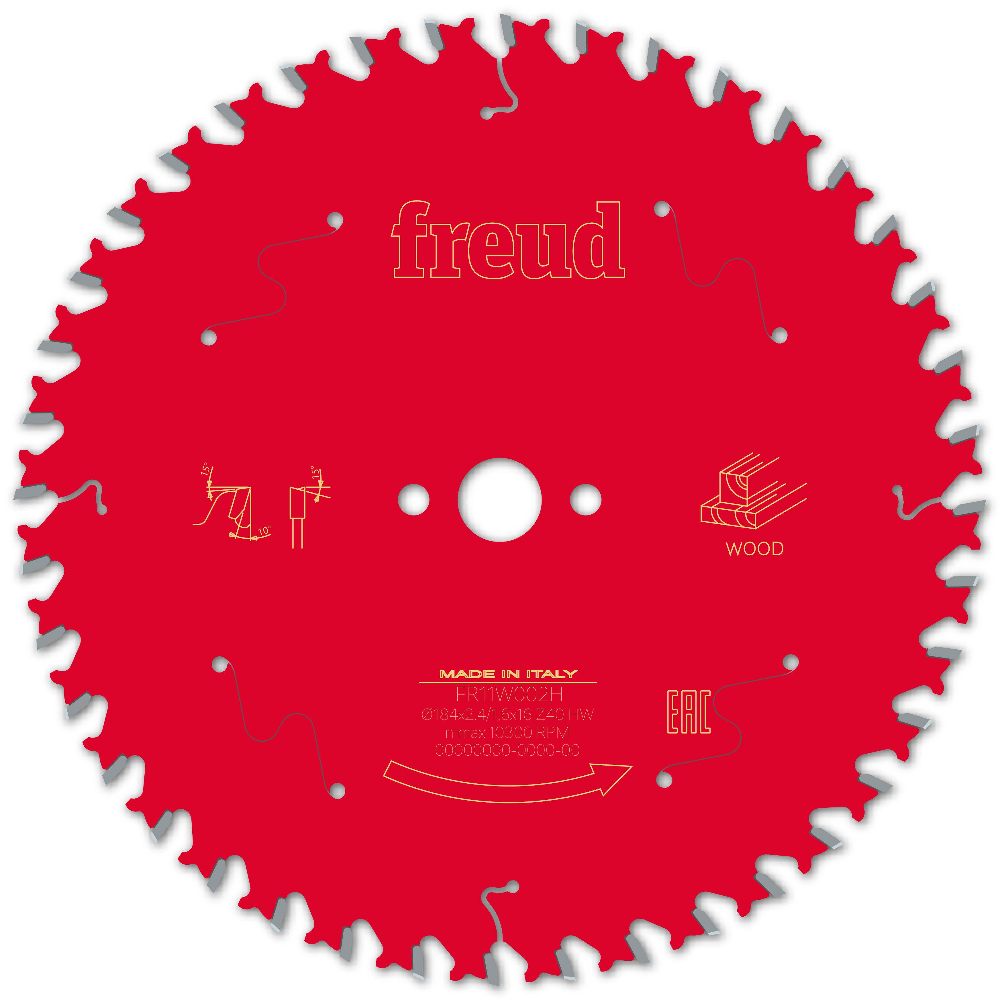 Freud HM-Kreissägeblatt · Ø 184 x 16 mm · Z40 · Wechselzahn