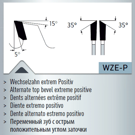Hartmetall-bestücktes Kreissägeblatt Formatieren - Wechselzahn extrem 35° 210x2,8/1,8x30mm 64 WZE-P