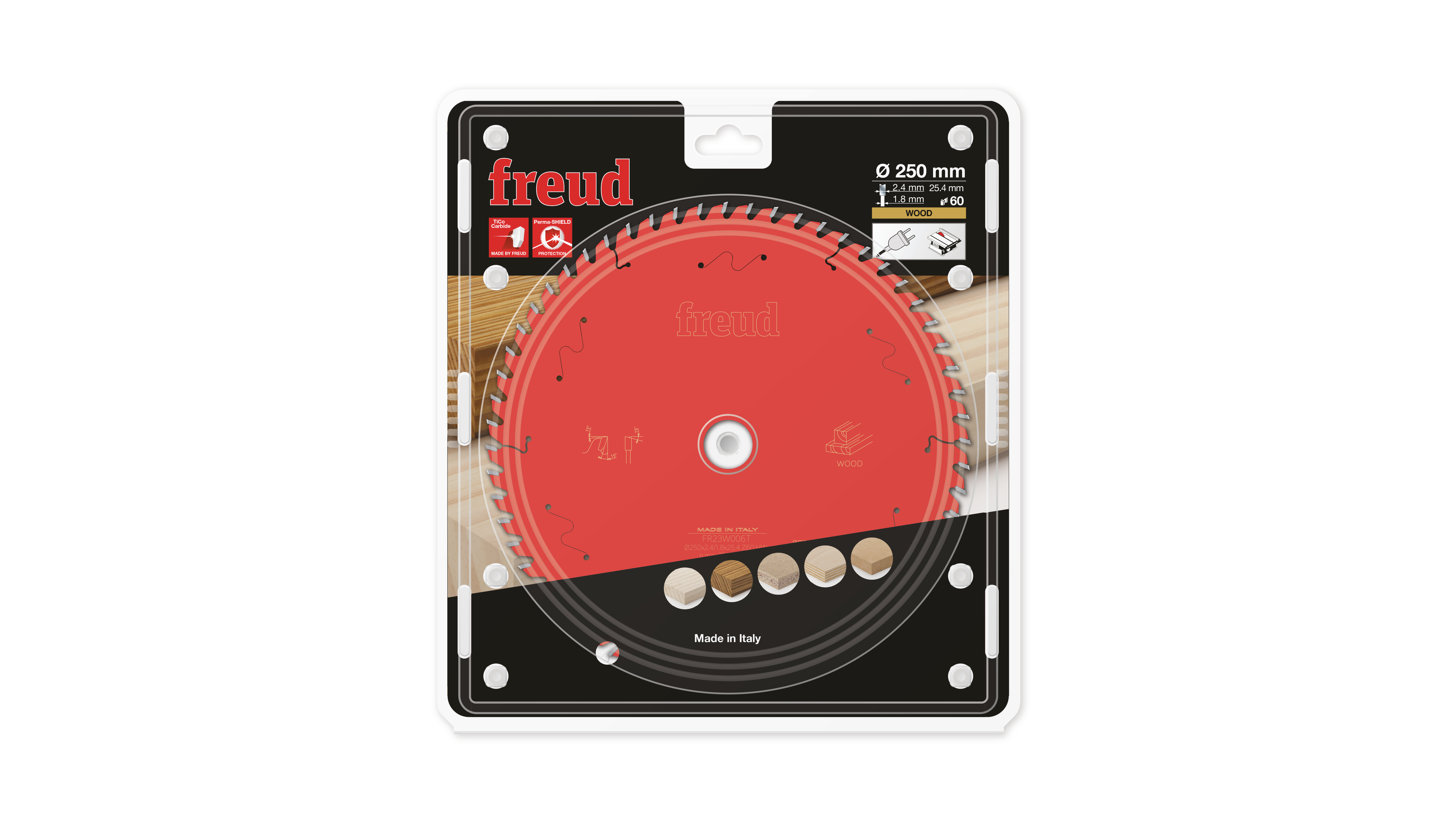 Freud HM-Kreissägeblatt · Ø 250 x 25.4 mm · Z60 · Wechselzahn