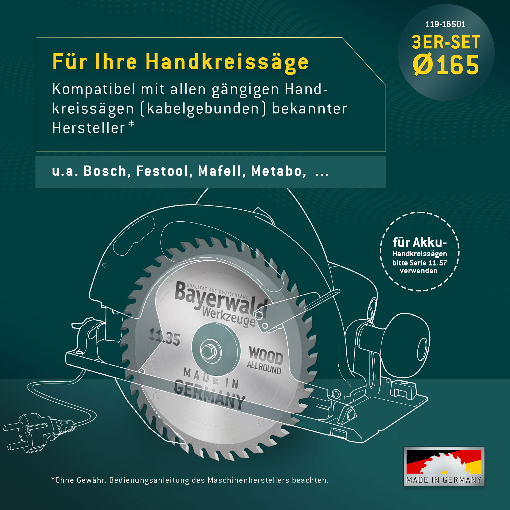 HOLZ ALLROUND Ø165 Hand-Kreissägeblatt Set