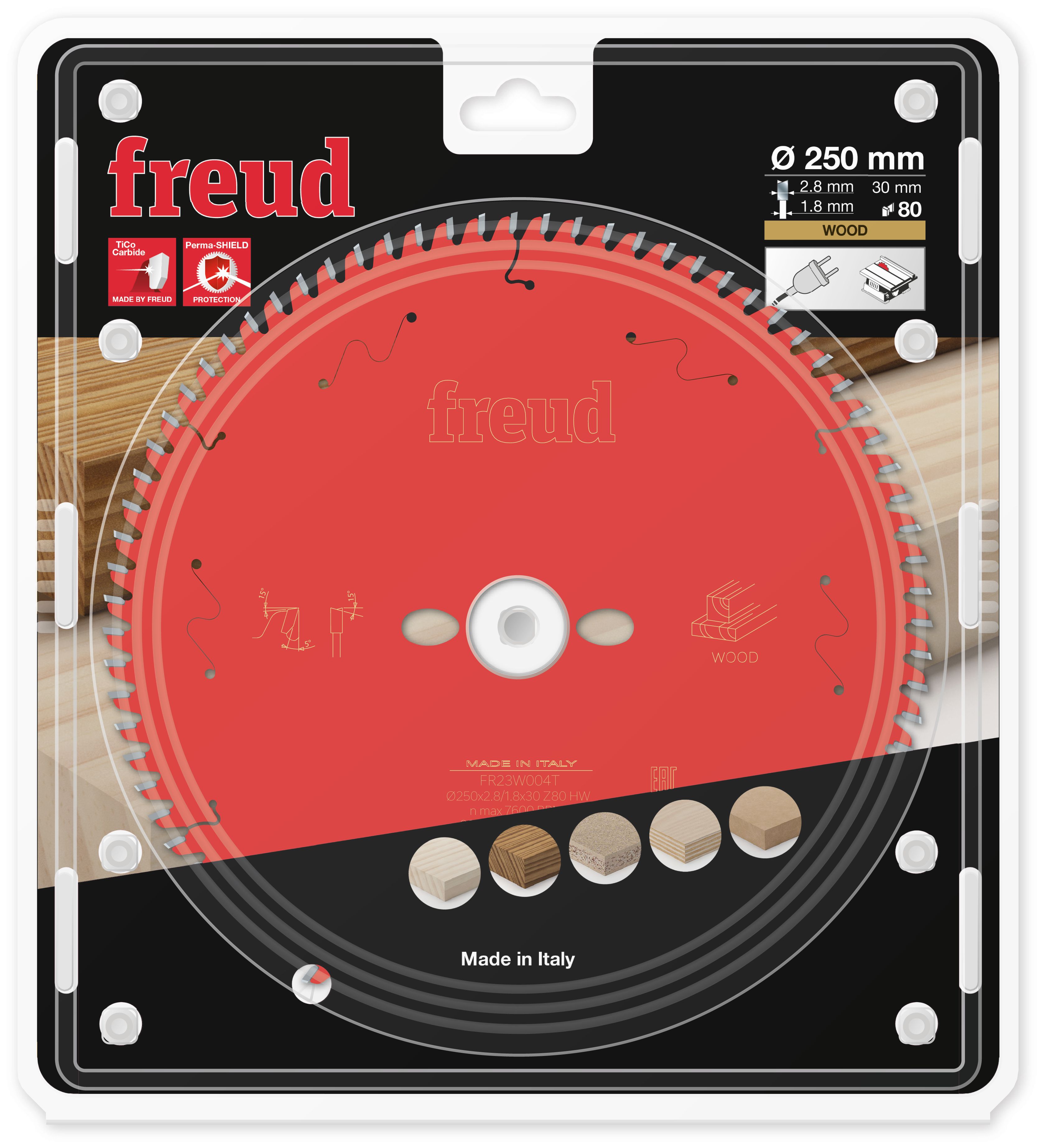 Freud HM-Kreissägeblatt · Ø 250 x 30 mm · Z80 · Wechselzahn