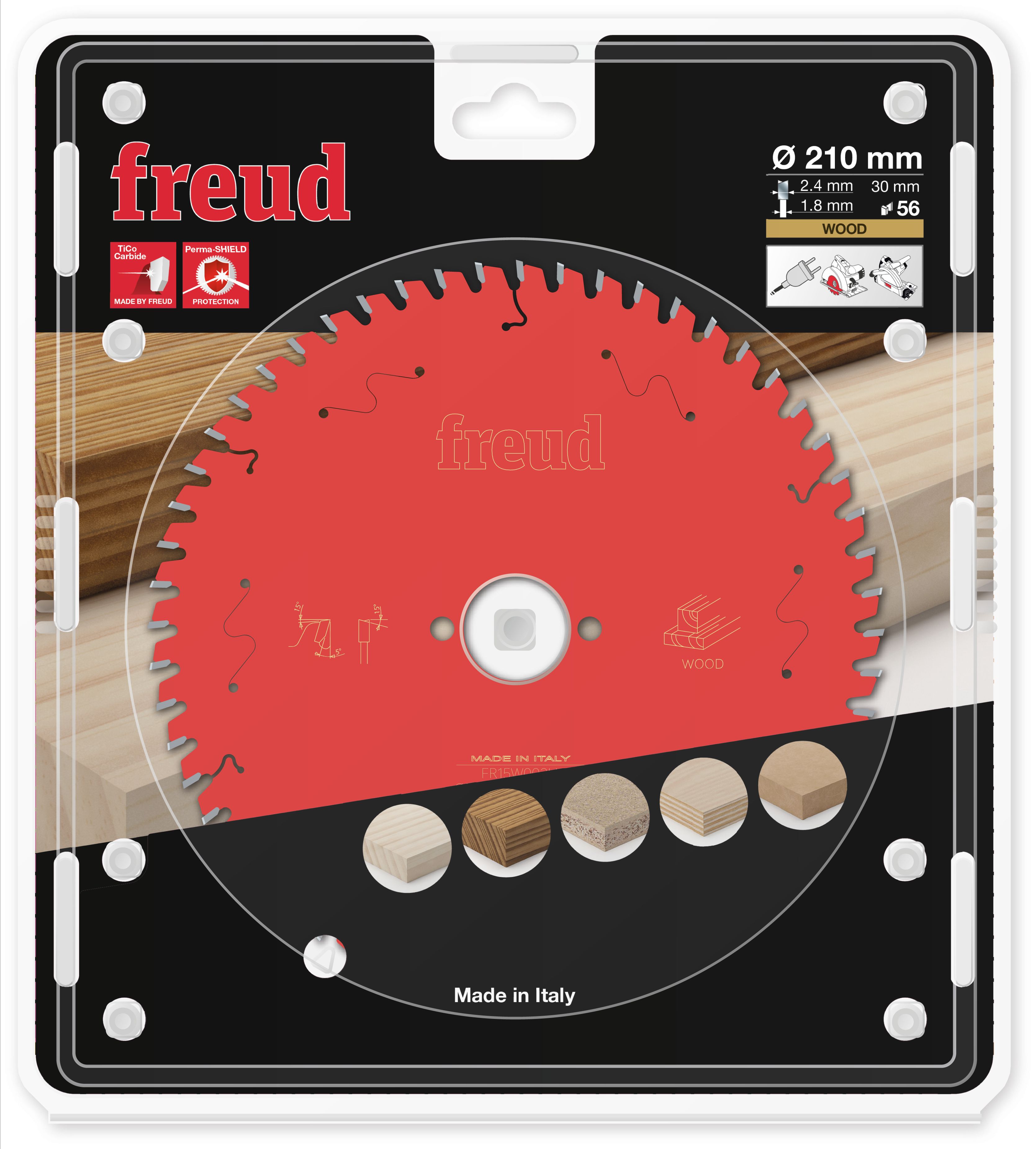 Freud HM-Kreissägeblatt · Ø 210 x 30 mm · Z56 · Wechselzahn