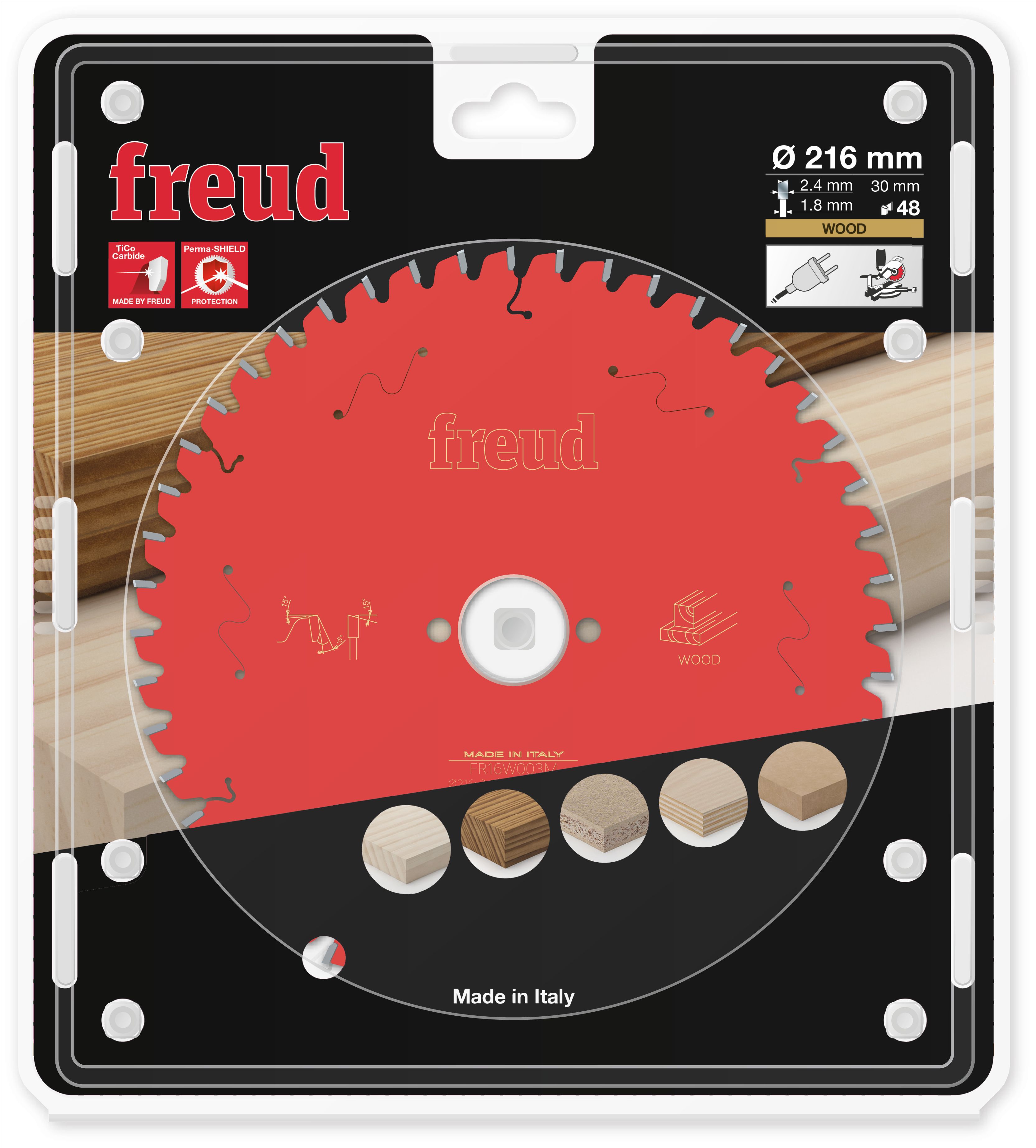 Freud HM-Kreissägeblatt · Ø 216 x 30 mm · Z48 · Wechselzahn
