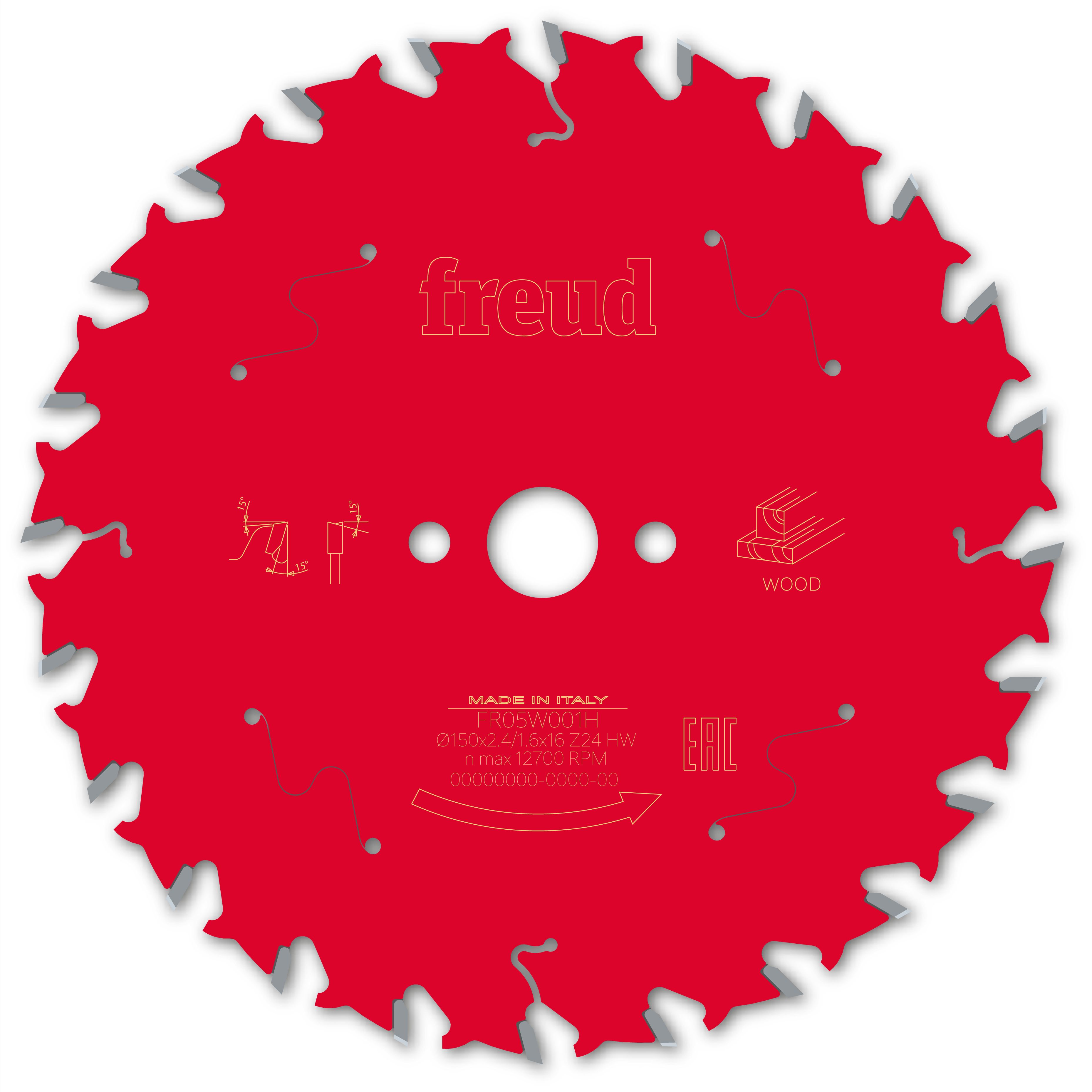 Freud HM-Kreissägeblatt · Ø 150 x 16 mm · Z24 · Wechselzahn