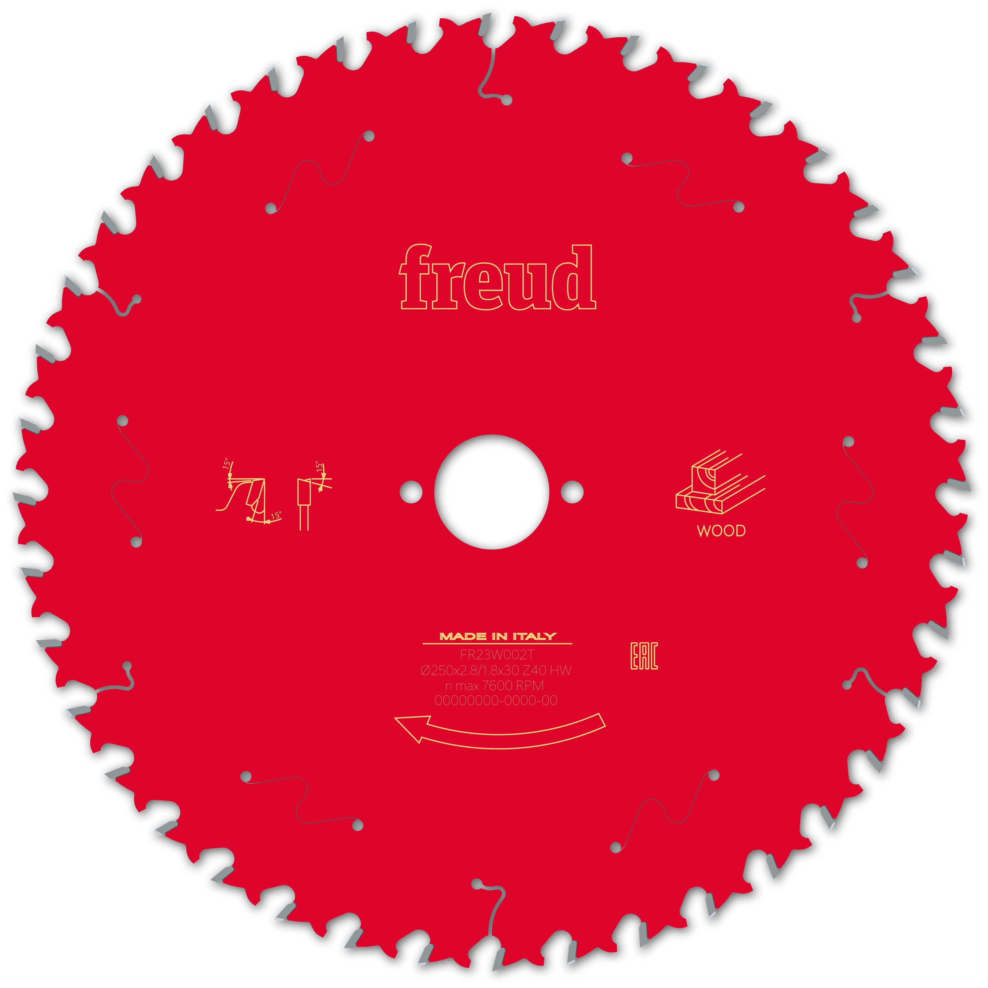 Freud HM-Kreissägeblatt · Ø 250 x 30 mm · Z40 · Wechselzahn