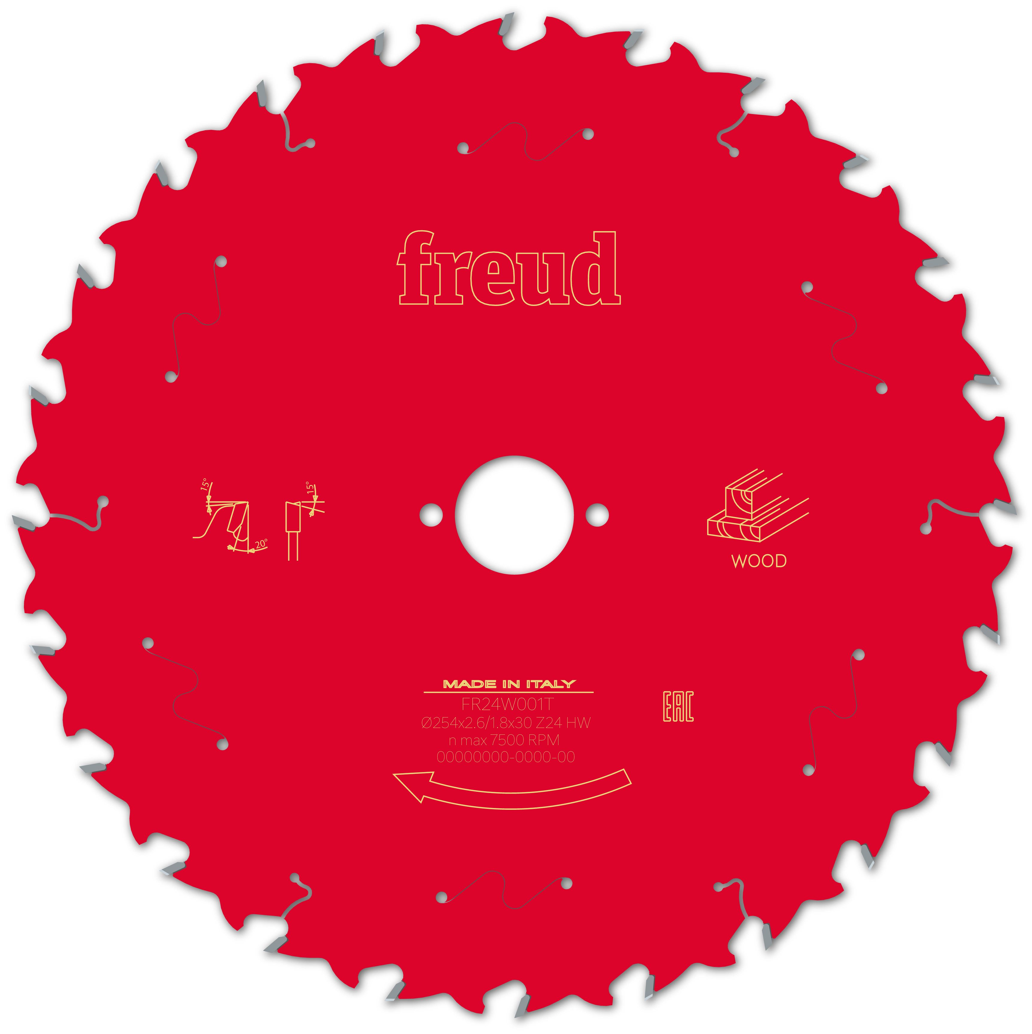 Freud HM-Kreissägeblatt · Ø 254 x 30 mm · Z24 · Wechselzahn